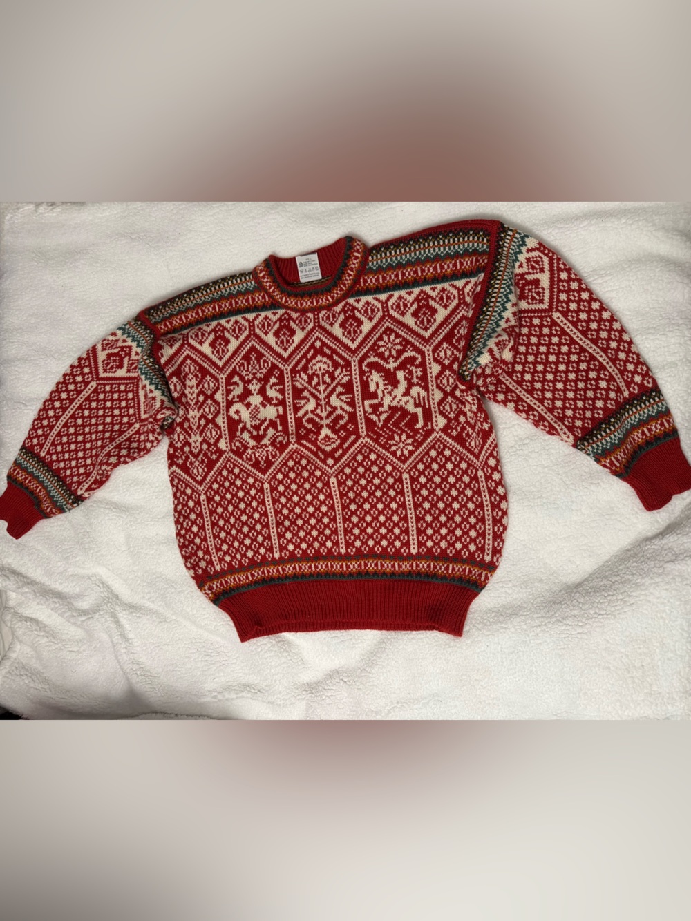 Vintage Lillehammer Dale Of Norway Wool red Sweater official Olympic 1994